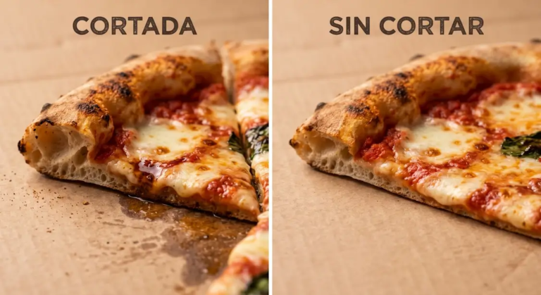 pizza cortada vs no cortada