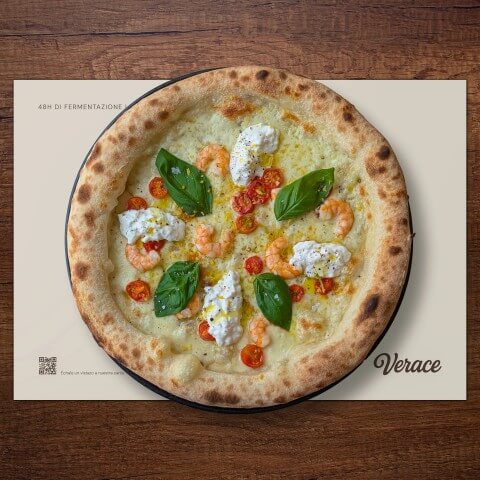 Pizza Gamberi e Stracciatella al Limone